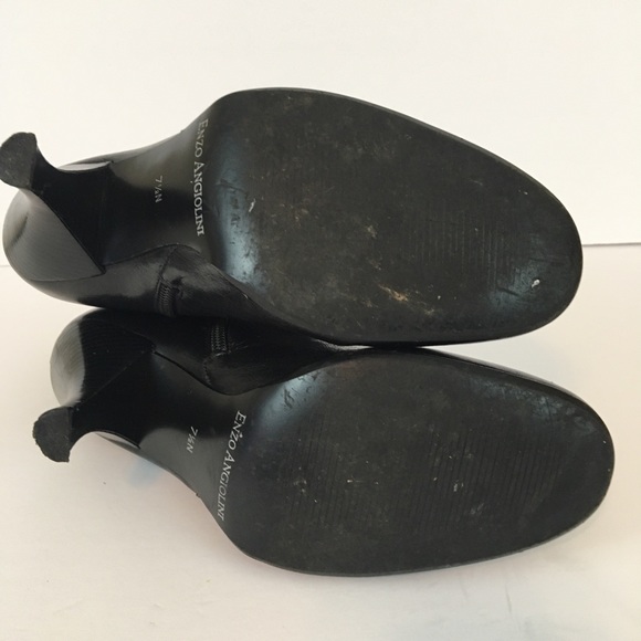 Enzo Angiolini Booties Black Womens Leather Low Heels Size 7.5N - Picture 4 of 5